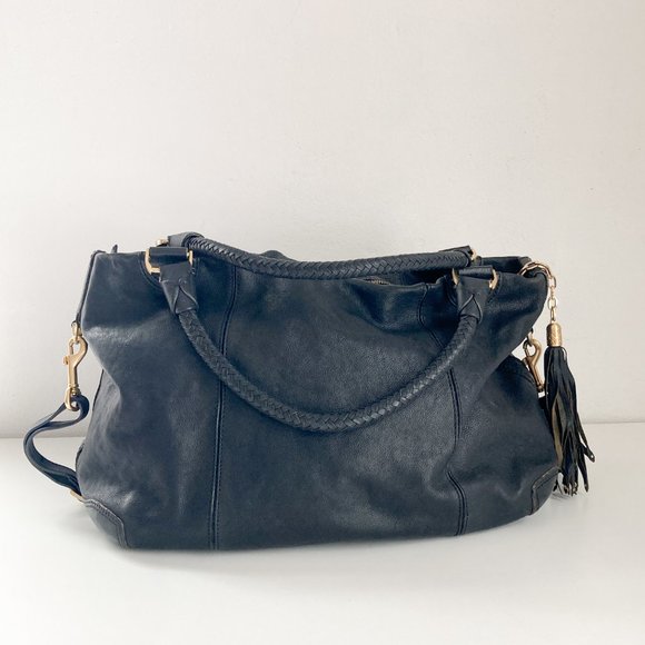 Cole Haan Oversized Black Pebble Leather Hobo Shoulder Bag w Adjustable Strap - Picture 2 of 16
